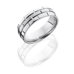 Cobalt Chrome 7mm Domed Band with Brick Pattern