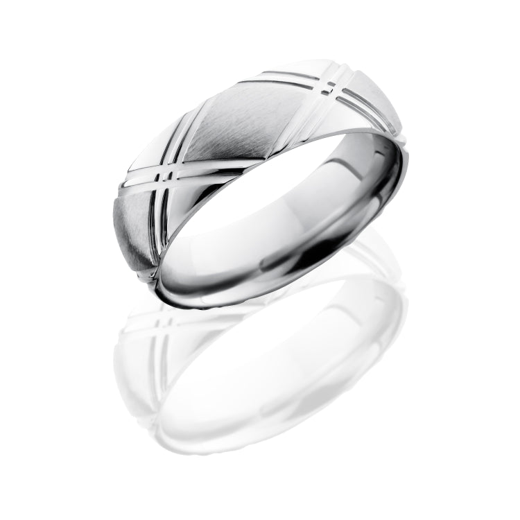 Cobalt Chrome 7mm Domed Band with Double X Pattern