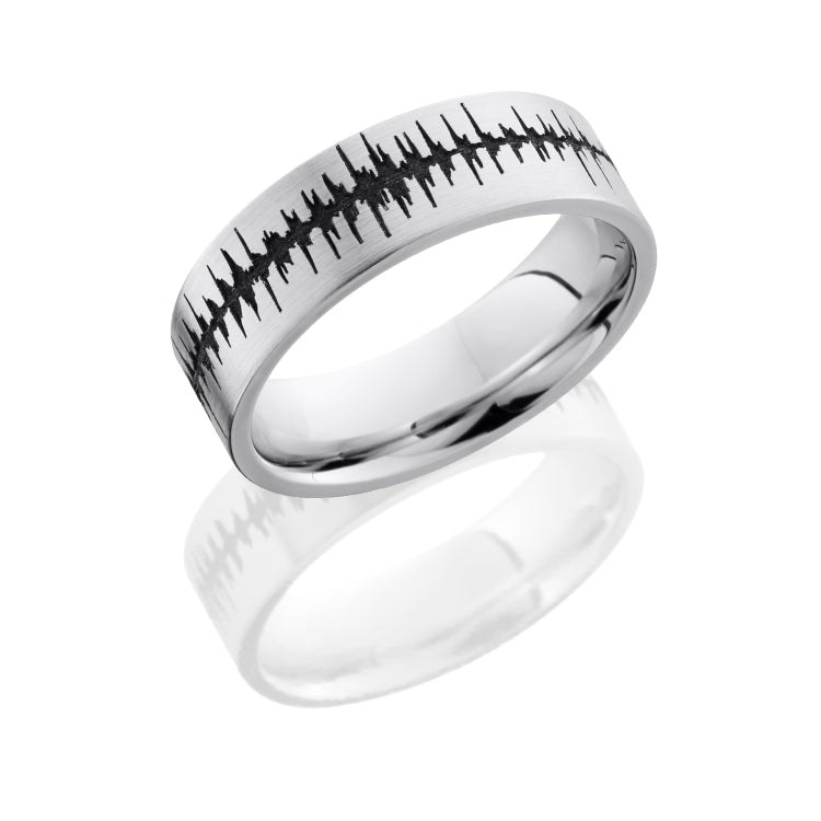 Cobalt Chrome 7mm Flat Band with Customized Laser Carved Soundwave