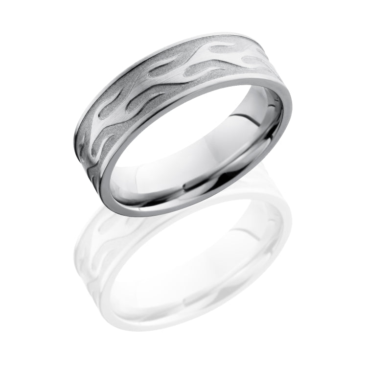 Cobalt Chrome 7mm Flat Band with Flame Pattern