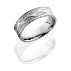 Cobalt Chrome 7mm Flat Band with Flame Pattern