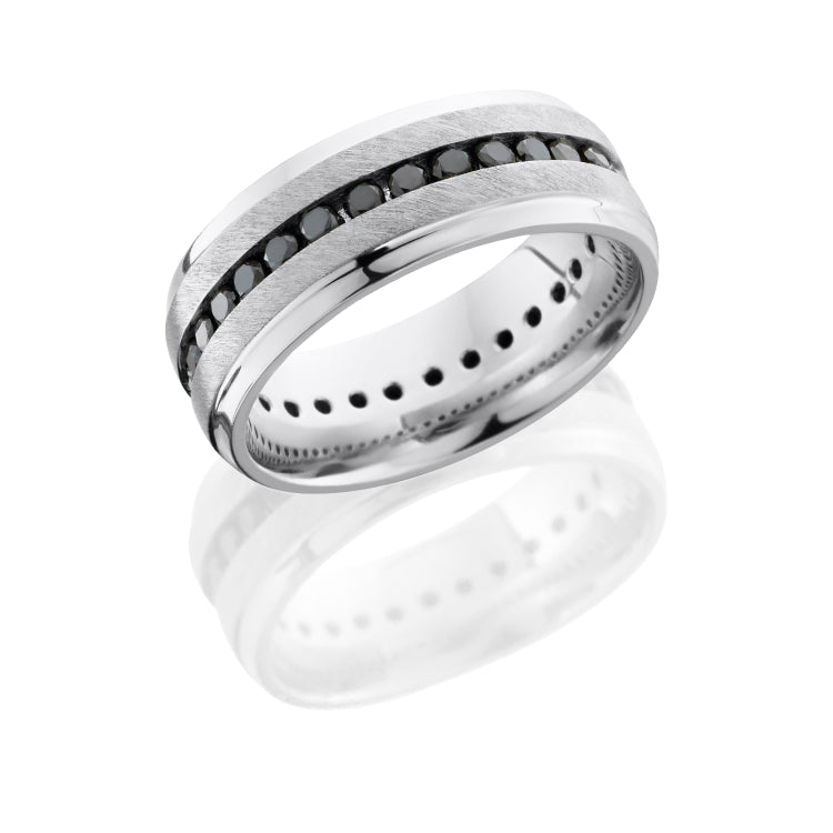 Cobalt Chrome 8mm beveled band with eternity set black diamonds
