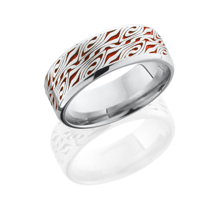 Cobalt Chrome 8mm Flat Band with Beveled Edges and Escher Pattern