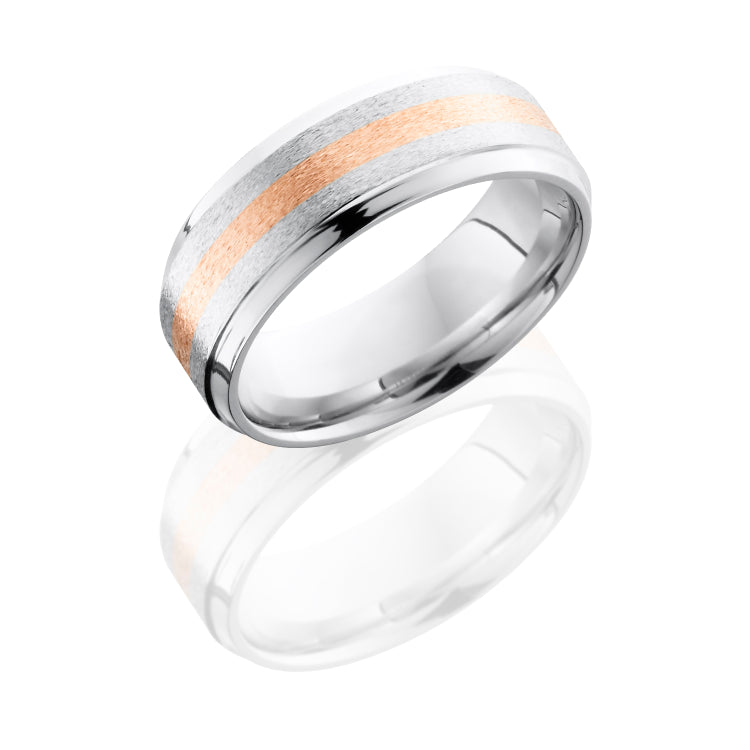 Cobalt Chrome 8mm beveled Band with 2mm 14KR
