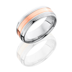 Cobalt Chrome 8mm beveled Band with 3mm 14KR