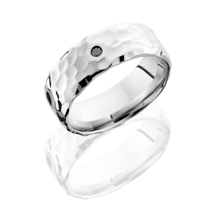 Cobalt Chrome 8mm beveled Band with Flush Set .05ct Black Round Diamond