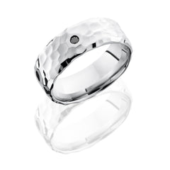 Cobalt Chrome 8mm beveled Band with Flush Set .05ct Black Round Diamond
