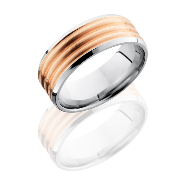 Cobalt Chrome 8mm beveled band with 6mm 14KR