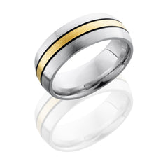 Cobalt Chrome 8mm Domed Band with 2mm 14KY