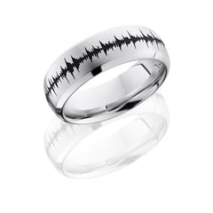 Cobalt Chrome 8mm Domed Band with Beveled Edges and Customized Laser Carved Soundwave