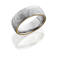 Cobalt Chrome 8mm domed band with 14KY braid on each side of band