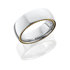 Cobalt Chrome 8mm domed band with 14KY braid on each side of band