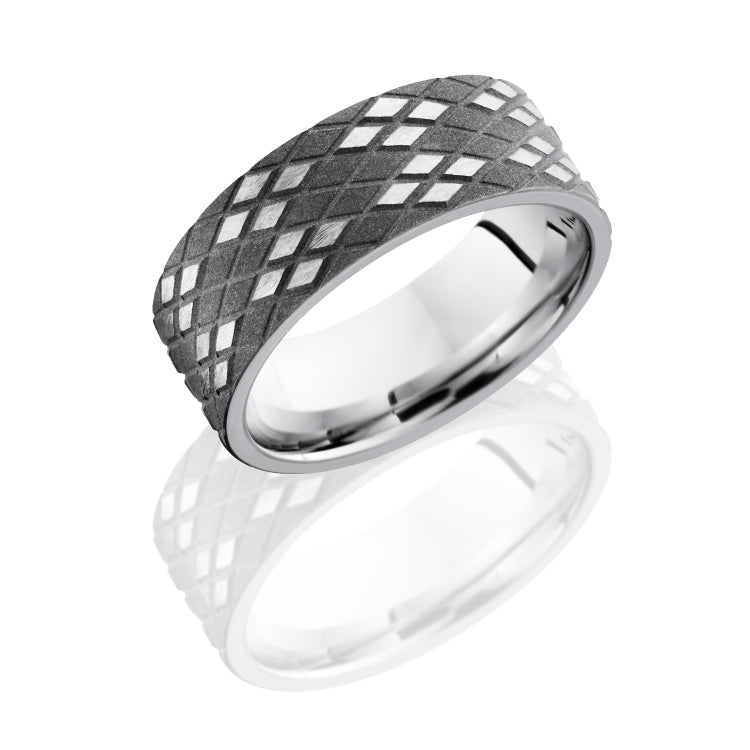Cobalt Chrome 8mm Flat Band with Argyle Pattern