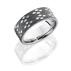Cobalt Chrome 8mm Flat Band with Argyle Pattern