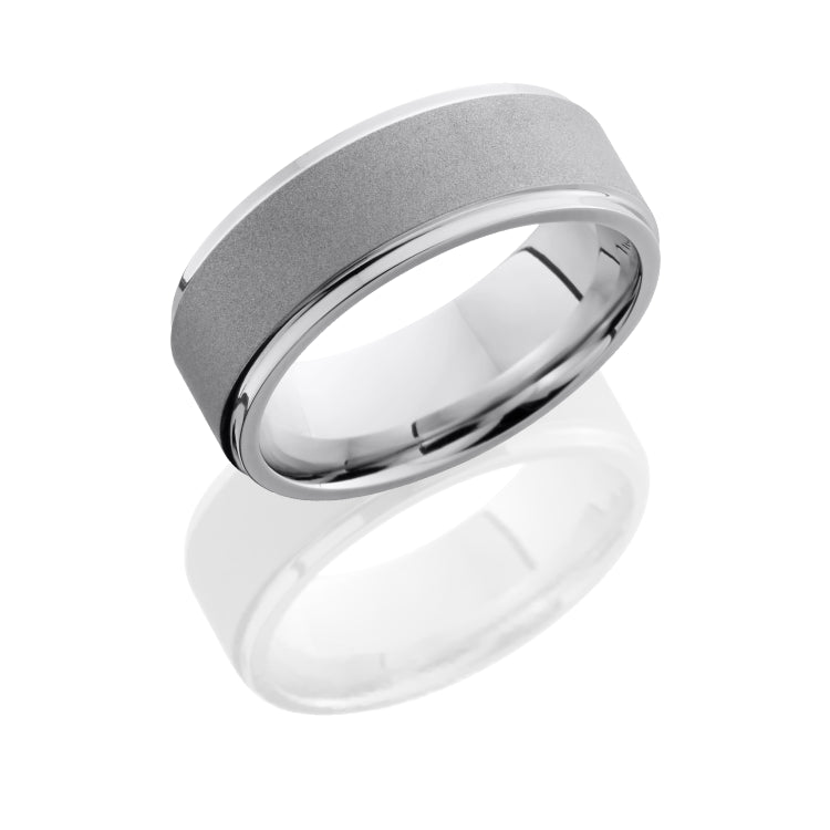 Cobalt Chrome 8mm Flat Band with Grooved Edges