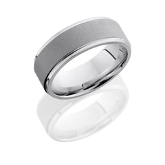 Cobalt Chrome 8mm Flat Band with Grooved Edges