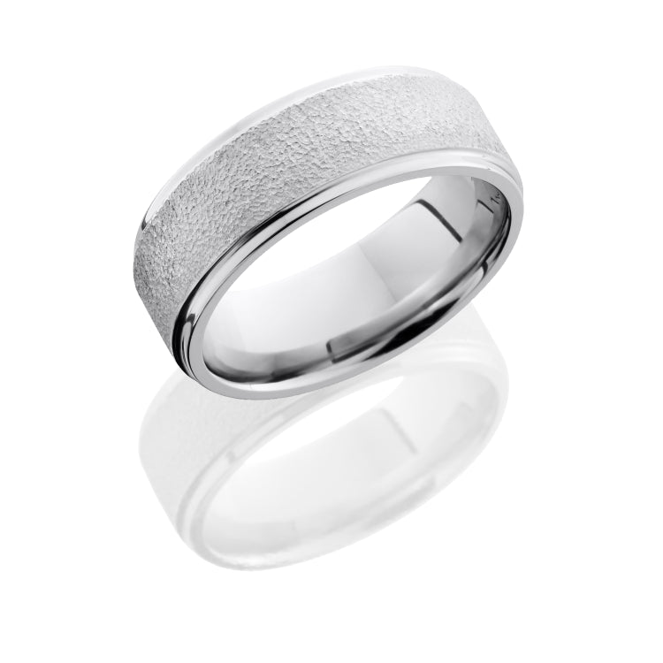 Cobalt Chrome 8mm Flat Band with Grooved Edges