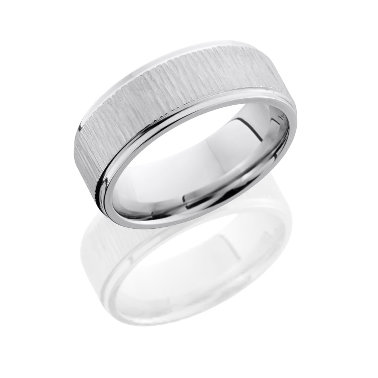 Cobalt Chrome 8mm Flat Band with Grooved Edges
