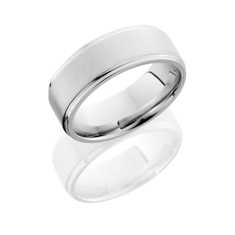 Cobalt Chrome 8mm Flat Band with Grooved Edges
