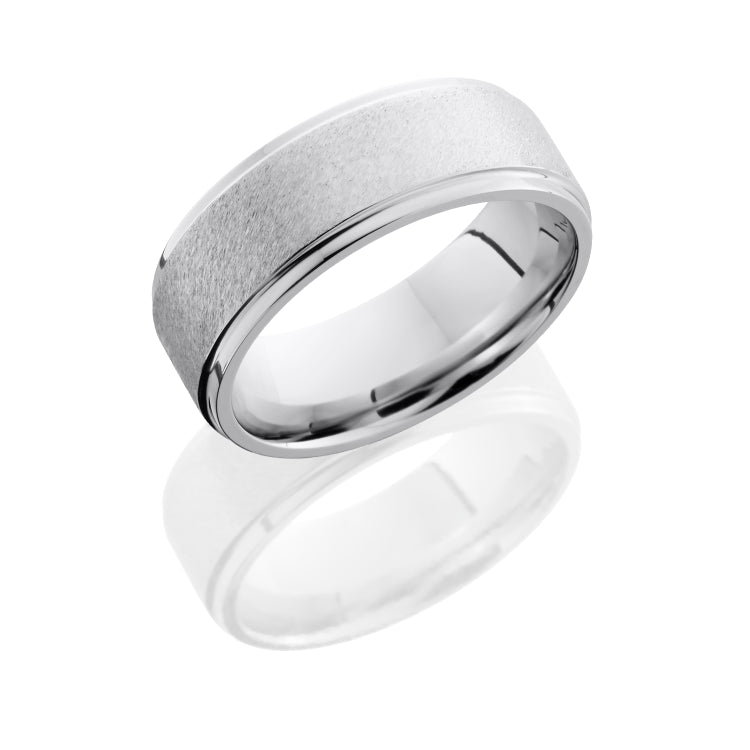 Cobalt Chrome 8mm Flat Band with Grooved Edges
