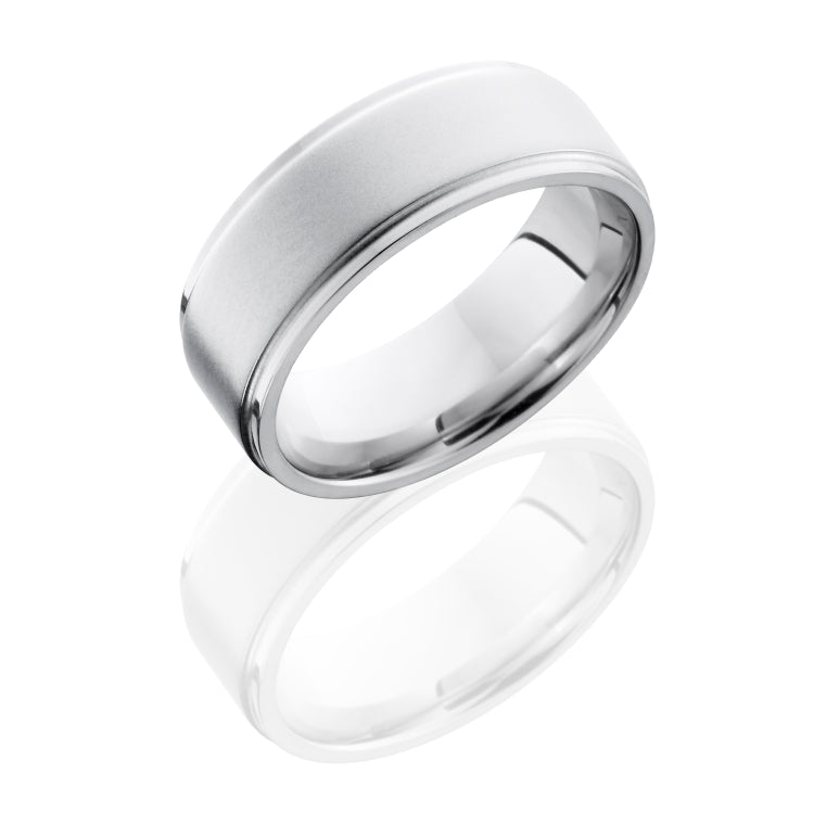 Cobalt Chrome 8mm Flat Band with Grooved Edges