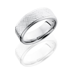 Cobalt Chrome 8mm Flat Band with Grooved Edges