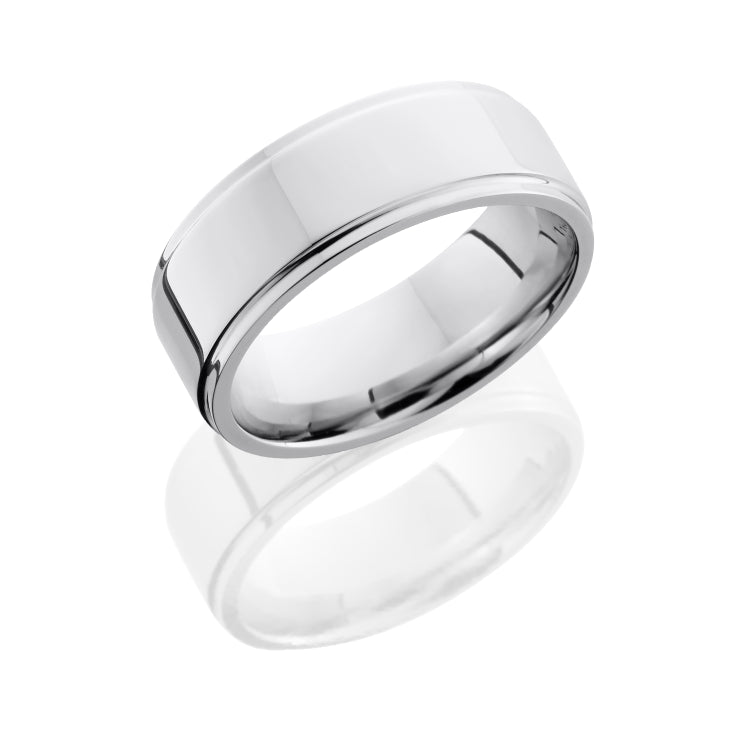 Cobalt Chrome 8mm Flat Band with Grooved Edges