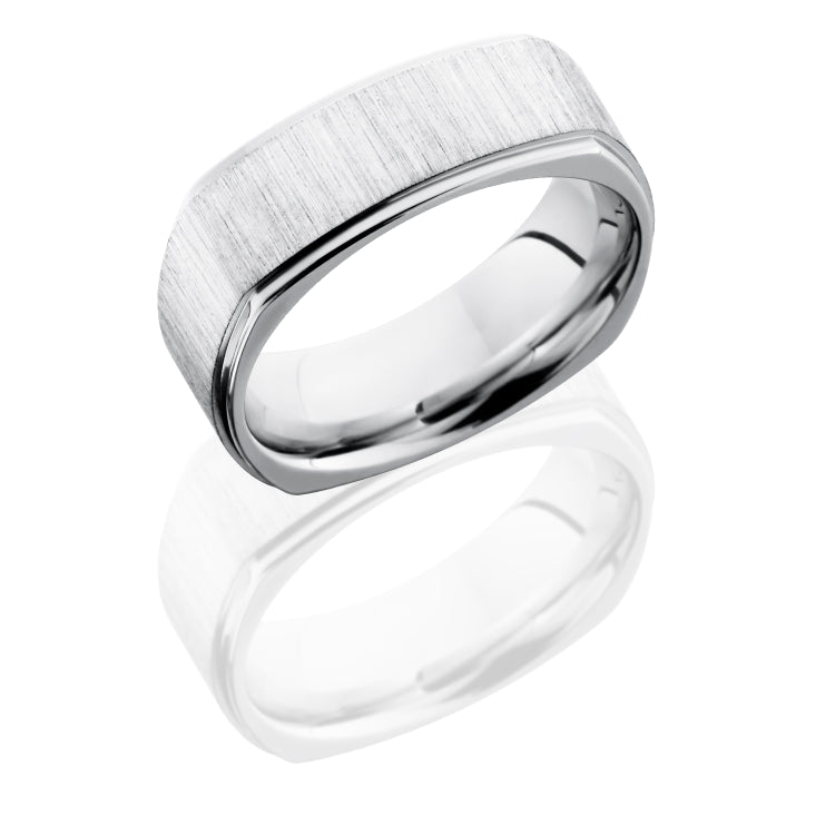 Cobalt Chrome 8mm Flat, Square Band with Grooved Edges