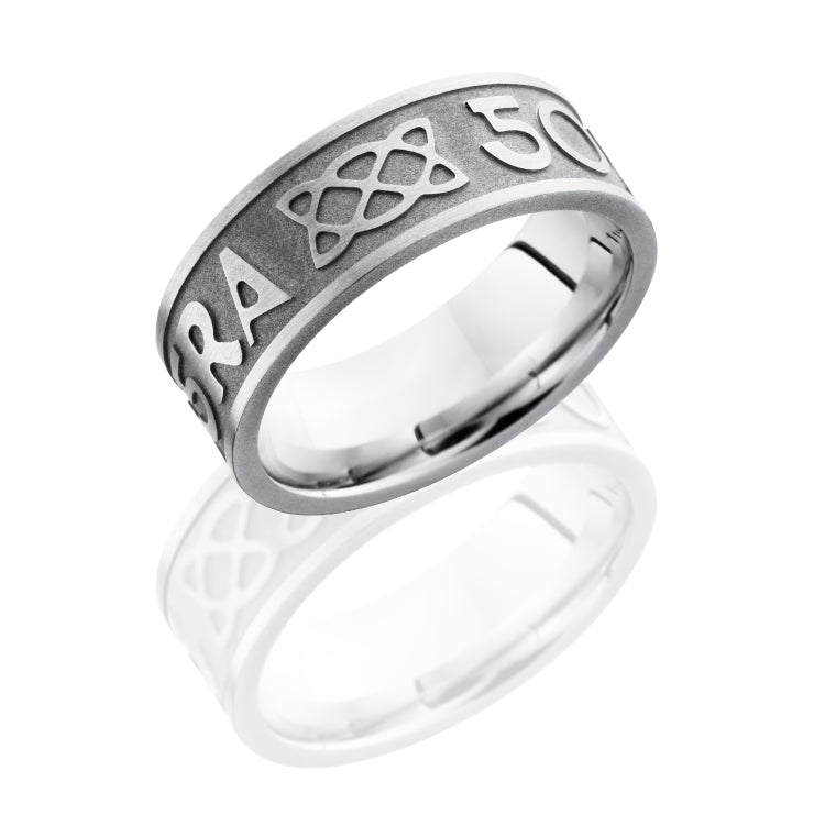 Cobalt Chrome 8mm Flat Band with Celtic Pattern