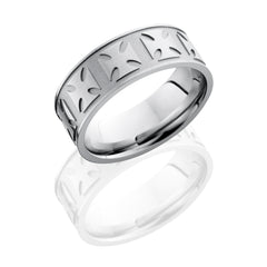 Cobalt Chrome 8mm Flat Band with Maltese Cross Pattern