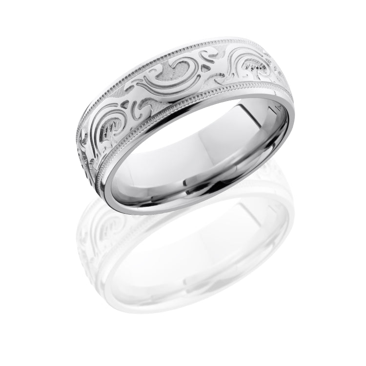 Cobalt Chrome 8mm Flat Band with Pattern