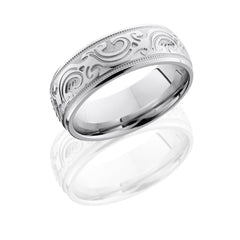 Cobalt Chrome 8mm Flat Band with Pattern