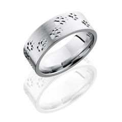 Cobalt Chrome 8mm Flat Band with Wolf Track Pattern