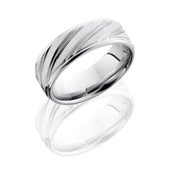 Cobalt Chrome 8mm Flat Band with Rounded Edges and Striped Pattern