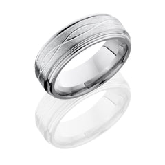 Cobalt Chrome 8mm Flat Band with Rounded Edges and Infinity Pattern