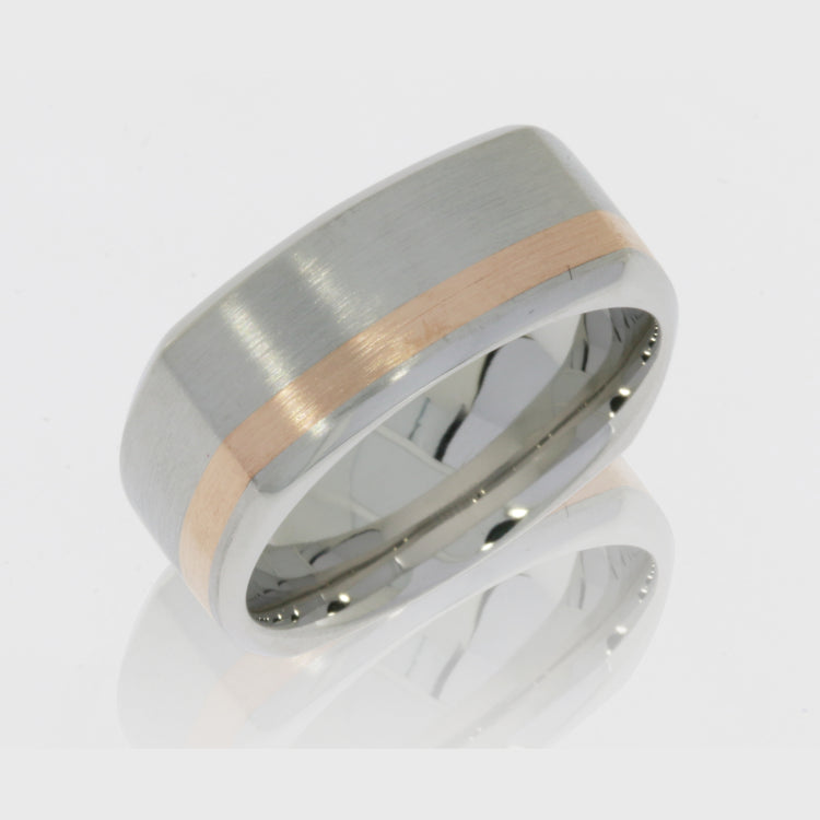Cobalt Chrome 9mm beveled Square Band with 2mm 14KY