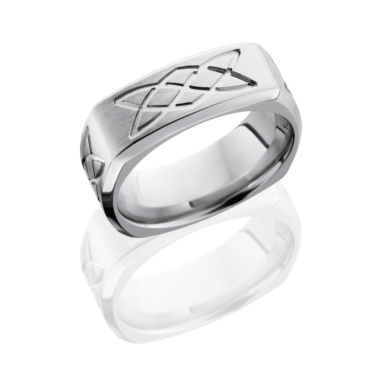Cobalt Chrome 9mm beveled Square Band with Celtic Knot