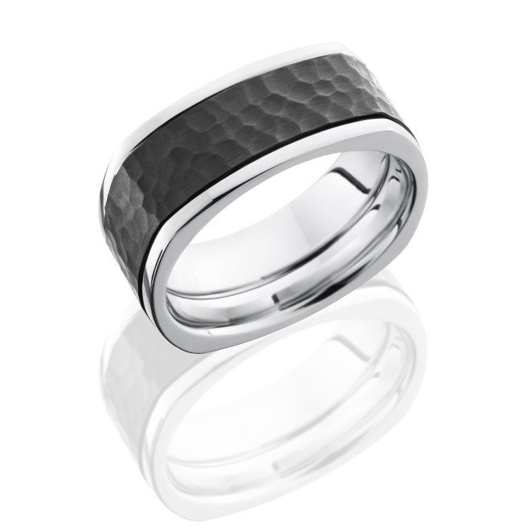 Cobalt Chrome 10mm Flat, Square Band with 6mm Zirconium Inlay