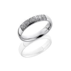 Cobalt Chrome 4mm Domed Band with Customized Laser Carved Fingerprint