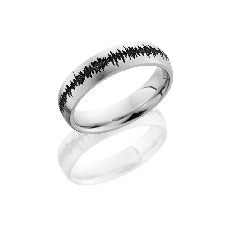 Cobalt Chrome 4mm Domed Band with Customized Laser Carved Soundwave
