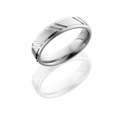 Cobalt Chrome 5mm flat Band with Grooved Edges and Striped Pattern