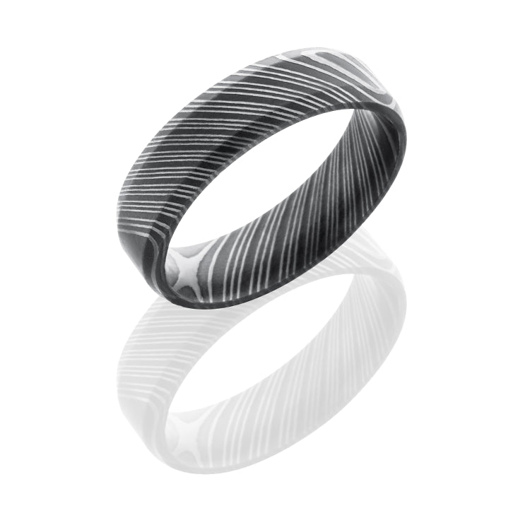 Damascus Steel 6mm Beveled Band