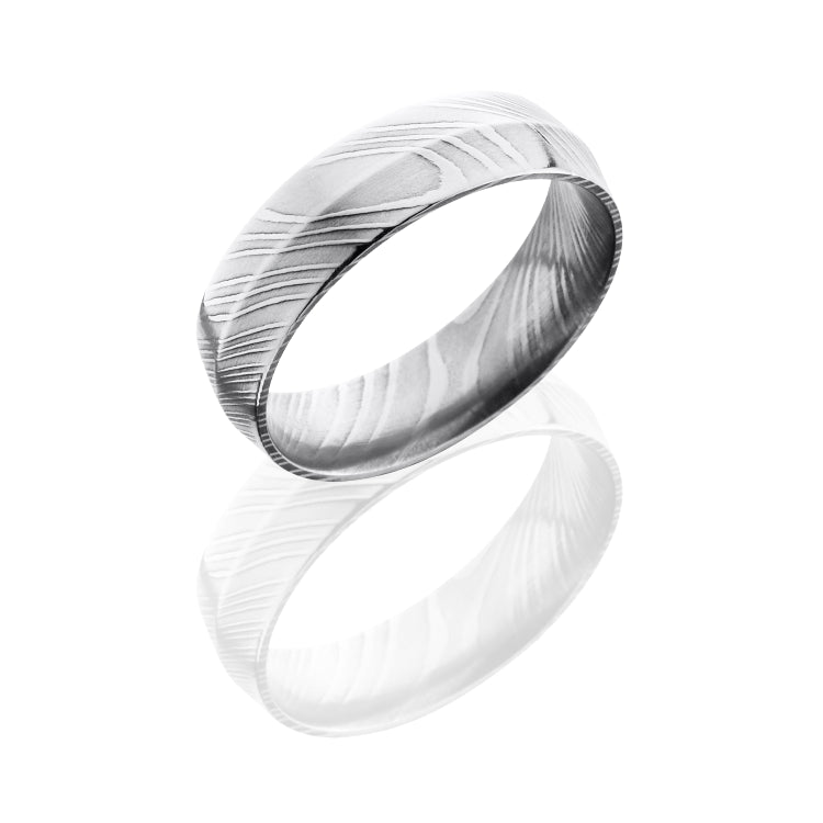 Damascus Steel 6mm Peaked Band