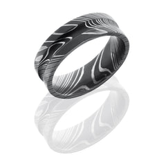 Damascus Steel 7mm Concave Band