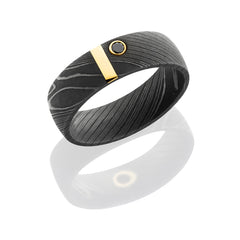 Damascus Steel 8mm Beveled Band with Segmented Pattern