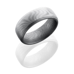 Damascus Steel 8mm Domed Band with Beveled Edges in Flattwist Pattern