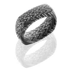 Zebra Patterned Damascus Steel 8mm Domed, Square Band