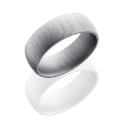 Tiger Patterned Damascus Steel 8mm Domed Band