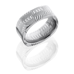 Basket Patterned Damascus Steel 8mm Flat, Square Band