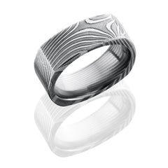 Flat Twist Patterned Damascus Steel 8mm Flat, Square Band